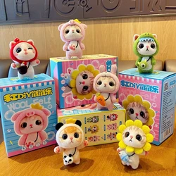 Big Eyed Cat Felt DIY Material Pack  Cartoon Handmade Wool Felt Puncture Music Plush Doll Keychain Car Pendant Doll