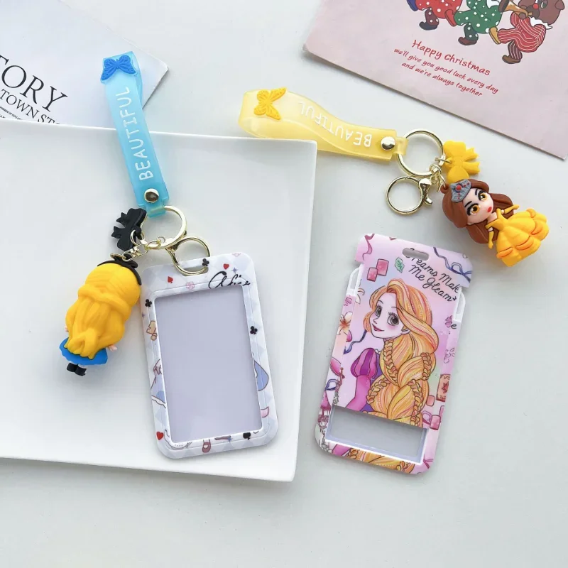 Disney Princess Frozen Elsa Ariel śnieżnobiałe etui na karty smycz na kartę wisiorek Cosplay plakietka organizer na dokumenty karty paski breloczki