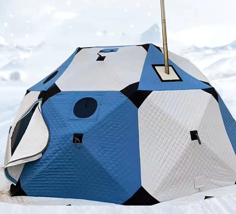 Outdoor Hiking Insulated Octagon Ice Fishing Dome Tent Spherical Winter Camping Multi-person Warm Pop-up Hot Sauna Tent