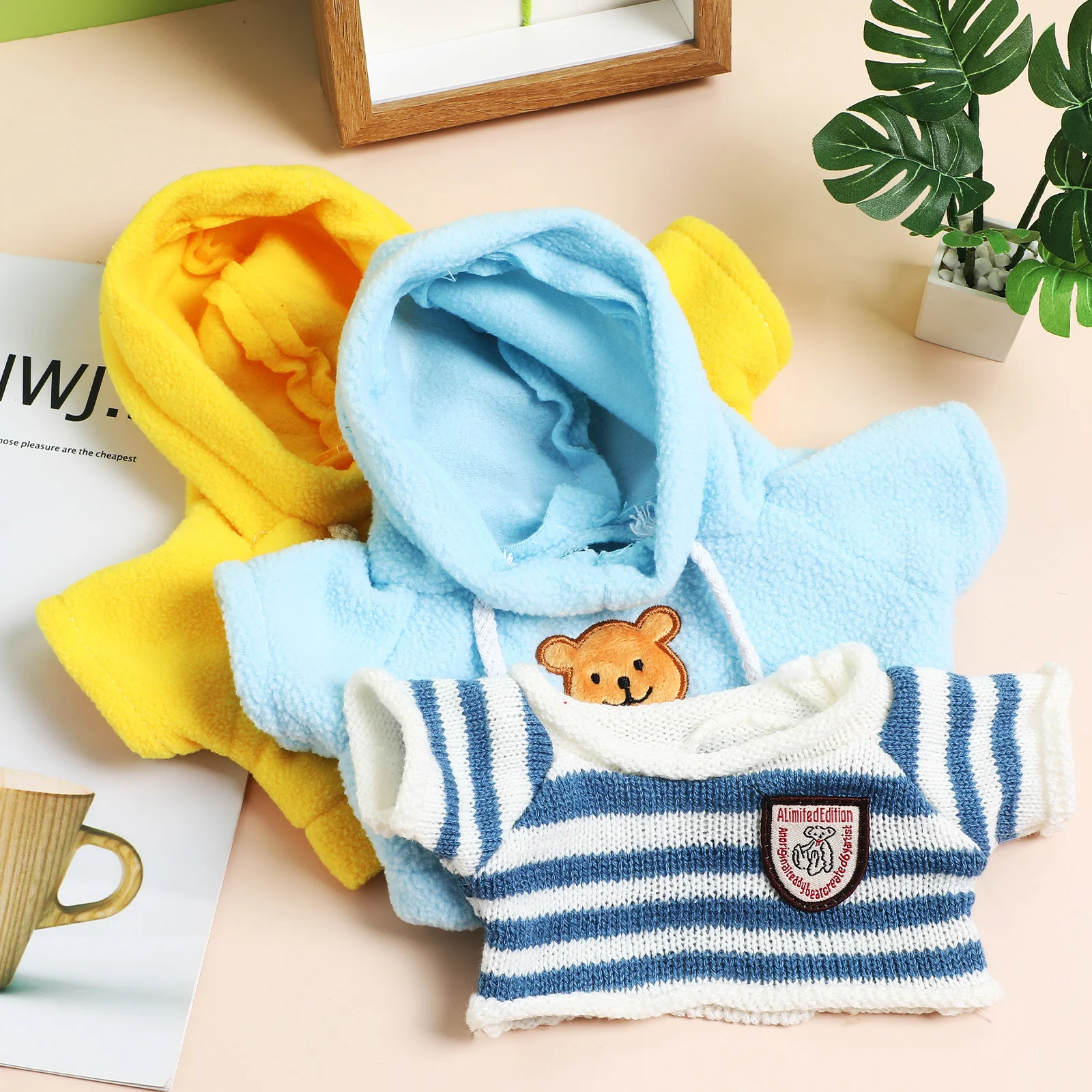 

3 шт. маленькая одежда для мини-костюма, одежда для мягких животных, наряды с капюшоном, аксессуары для игр