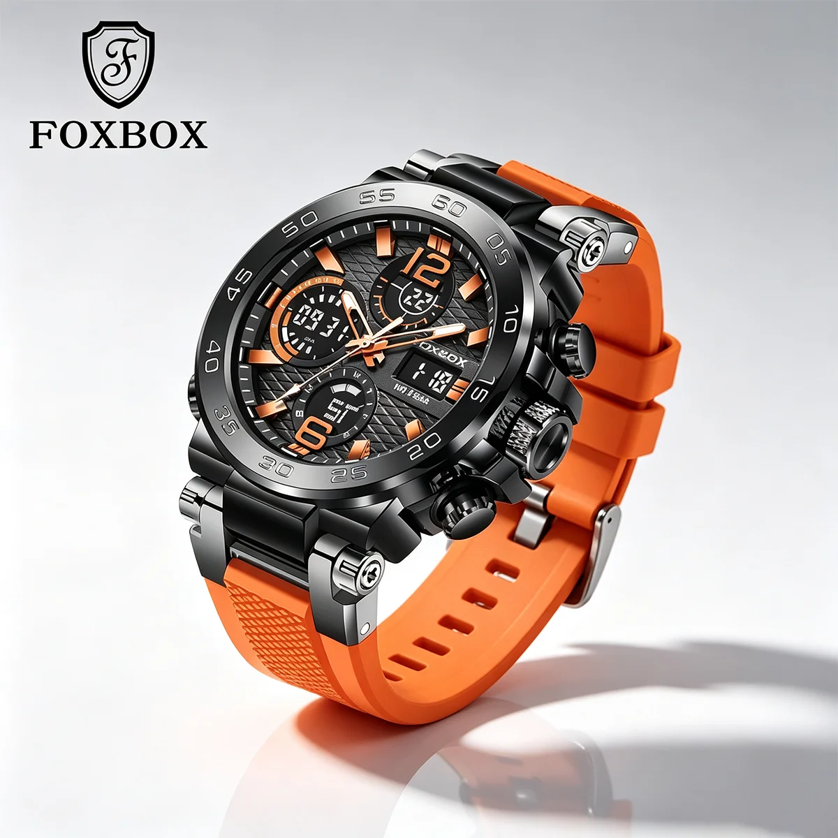 FOXBOX Luxury Men's Watches Diver Sport Mens Watch Fashion Military Waterproof Chronograph Quartz Wristwatch Relogios Masculino