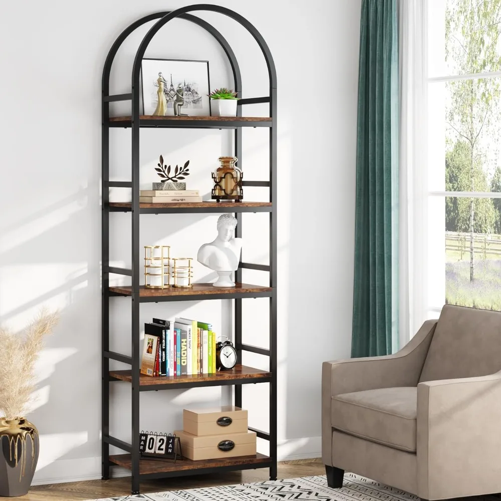 

Tribesigns 5-Tier Open Bookshelf, 74.4" Wood Bookcase Storage Shelves with Metal Frame, Freestanding Display Rack Tall Shelving