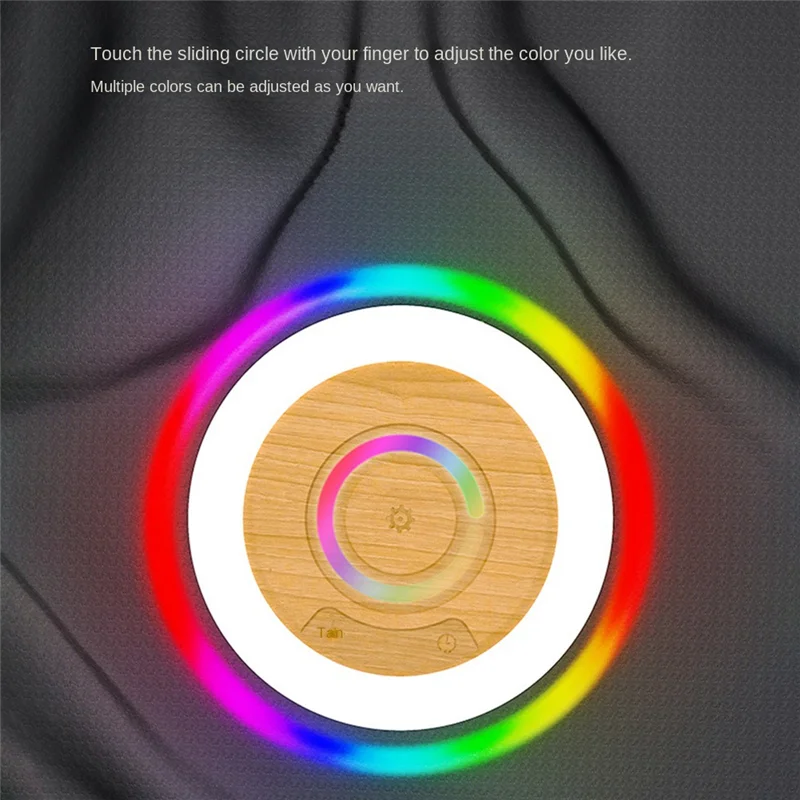MAKE-LED lampe de chevet tactile réglable avec 7 couleurs et 4 Modes Grain de bois veilleuse USB lampe de Table Rechargeable