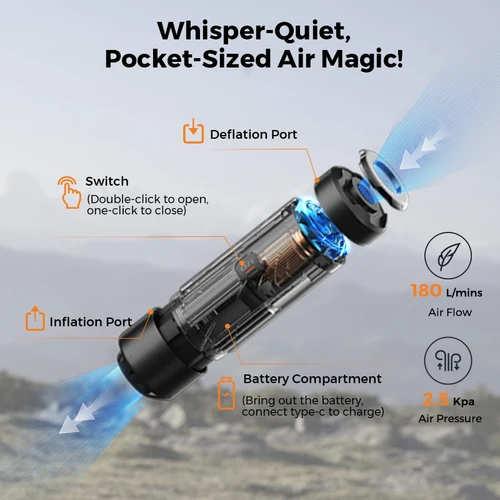 Imagen 2 del producto FLEXTAIL ZERO PUMP - Inflador eléctrico de bomba de aire portátil para acampar de 30 g para colchas para dormir, 1 batería recargable incluida