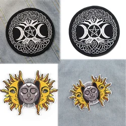 Sun Moon Patch Badge Tree of Life Round Cloth Stickers Clothing Accessories Embroidery Clothes DIY Accessories Ironing Patches