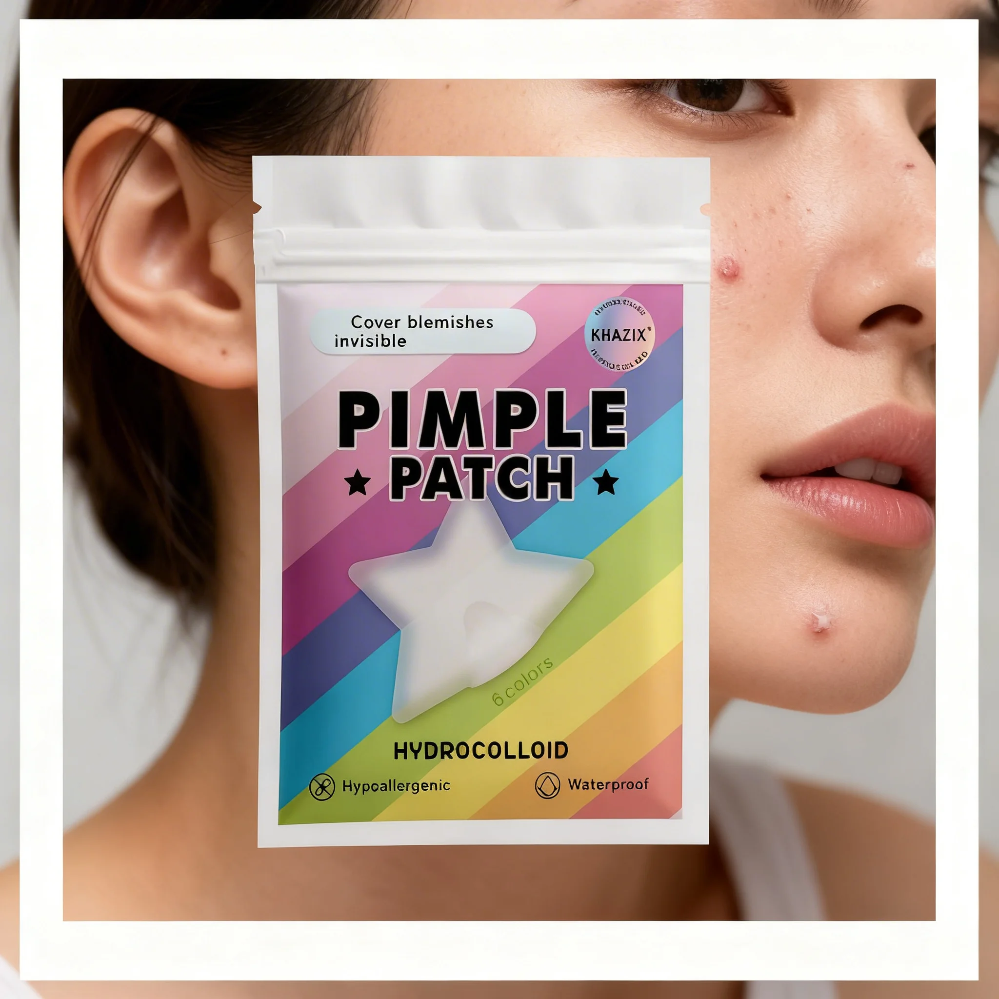 1/2Box Star Pimple Patches For Face Hydrocolloid Acne Blemish Pimple Patches Cute Stars Multicolor Hydrocolloid Acne Patch