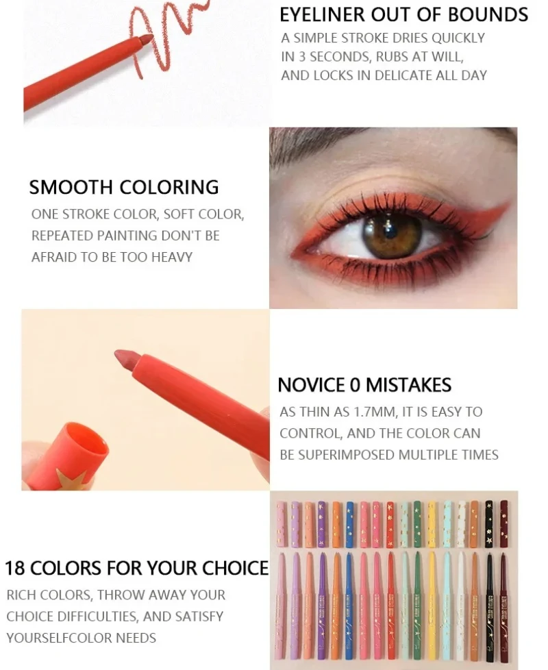 High Quality Waterproof Eyeliner Gel Pencil Matte Silkworm Eyeliner Pen Lasting Not Blooming Quick Drying Eye Liner Pen Makeup
