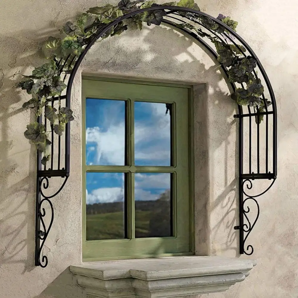 

Trellis Arch, WallMounted Garden Arbor Trellis, Door Window Wall Decorative SemiCircular Arbors for Climbing Plants, Plant Supp