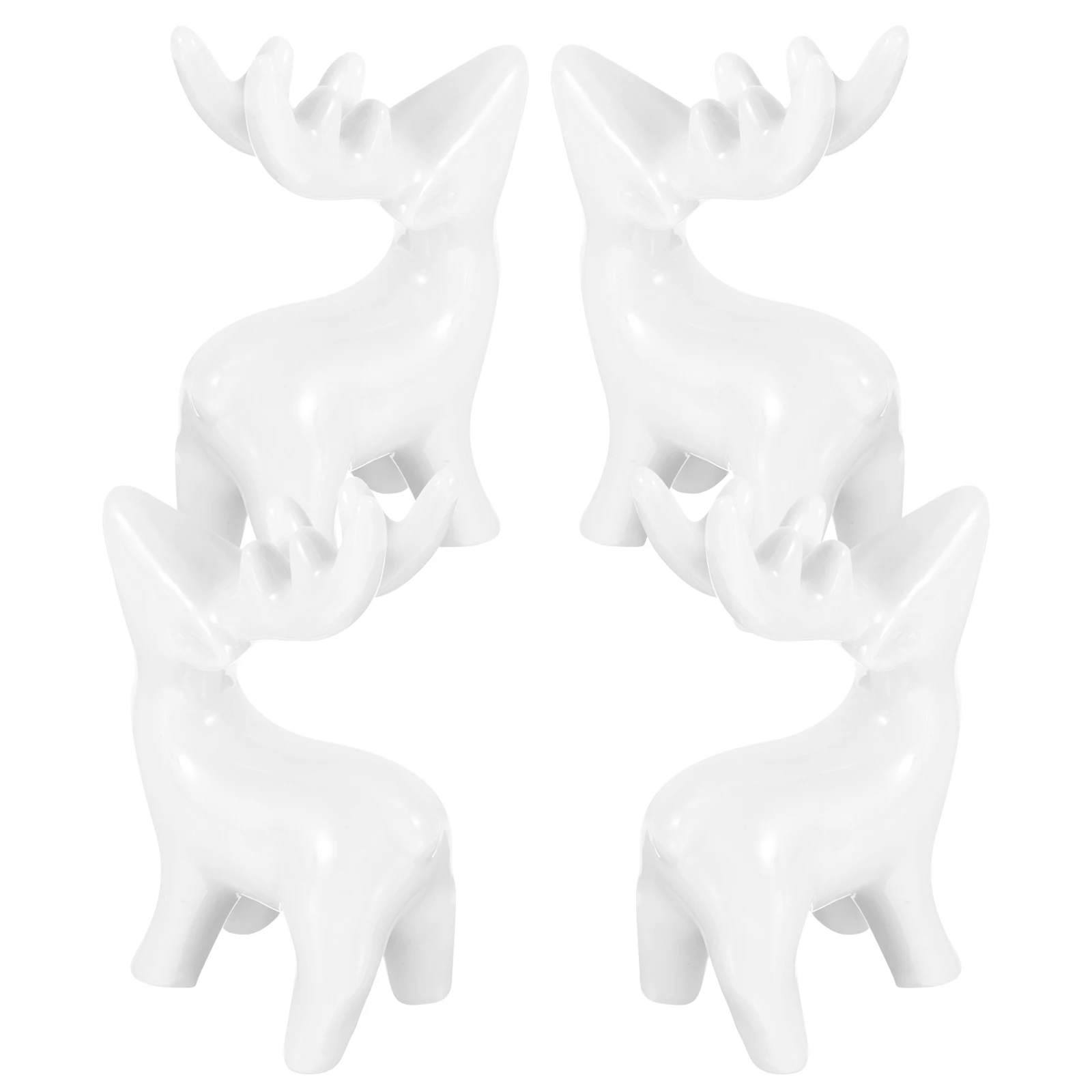

4Pcs Small Deer Sculpture Ceramic Craft Unique Fashionable Home Decor Accessory Ceramic Deer Figurine Desktop Animal Decor