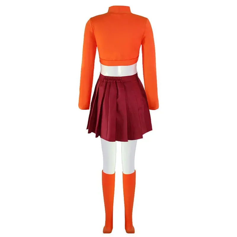 

COSda@Anime Velma Cosplay uniform Orange Short Skirt Uniform Orange Woman Orange Footwear Halloween Party Carnival SetCOSda@
