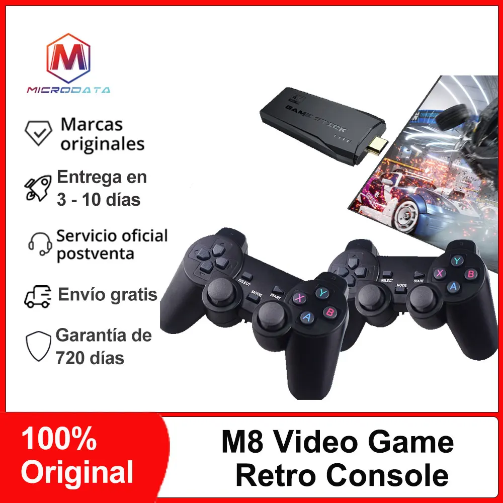 M8 Video Game Console,2.4G Dual Wireless Handle Game Stick 4K 20040 Game 64GB Retro Game Christmas Gift for PS1/GBA/FC/SFC