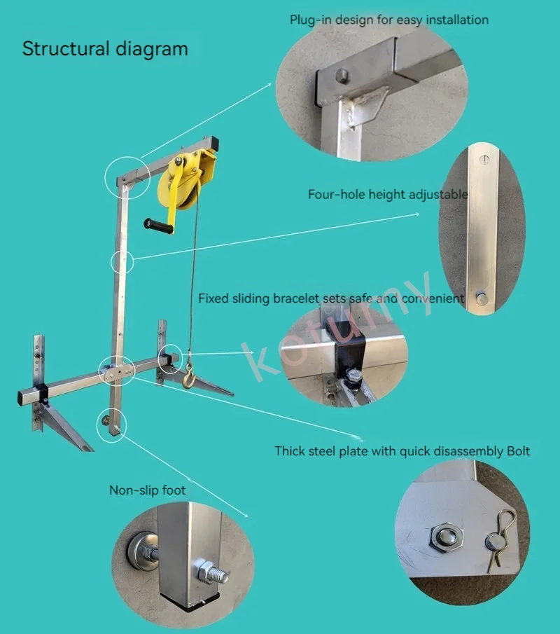 Imagem -05 - Ferramenta de Elevação Guindaste de Bloqueio Automático Guincho Manual Instalação de Ferramenta de Montagem 100kg 10 m 15 m 20 m 25 m 30m