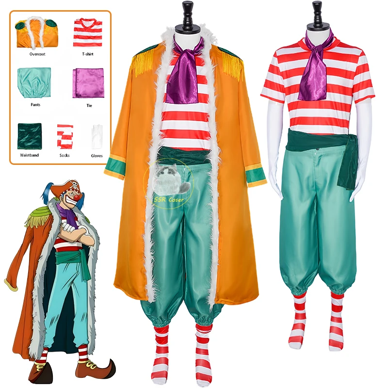 

Аниме Багги Косплей Костюм Багги Косплей Оранжевый Плащ Багги Униформа Костюмы Хэллоуин Праздничная Одежда для Мужчин Comic Con