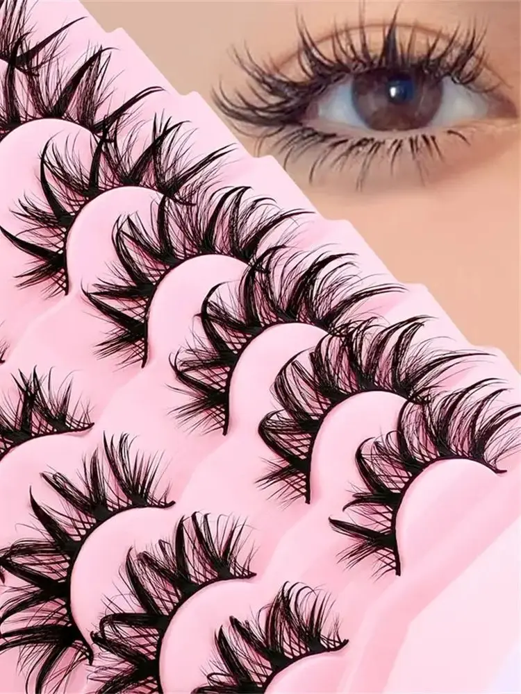 7 Paar trendige Manga-Wimpern im Wet-Look, kräftiges Volumen & Schwung, langanhaltendes Augen-Make-up für besondere Anlässe & täglichen Glamour