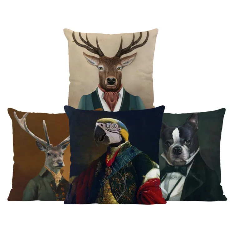 Dog Deer Pillow Case Elk Man Pillowcases for Pillows Interior for Home Decor Decorative Cushions for Elegant Sofa Pillow Cover