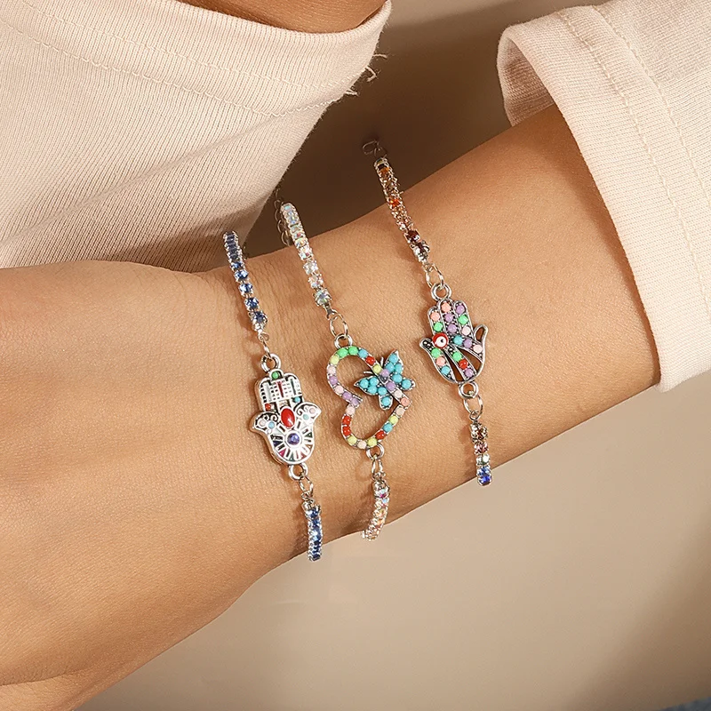 Aihua Bohemian Kristall türkisch glücklich blau Auge Armband Armreif für Frauen Gold Farbe Kette Armband Set Vintage Boho Schmuck Geschenke – Detail 8