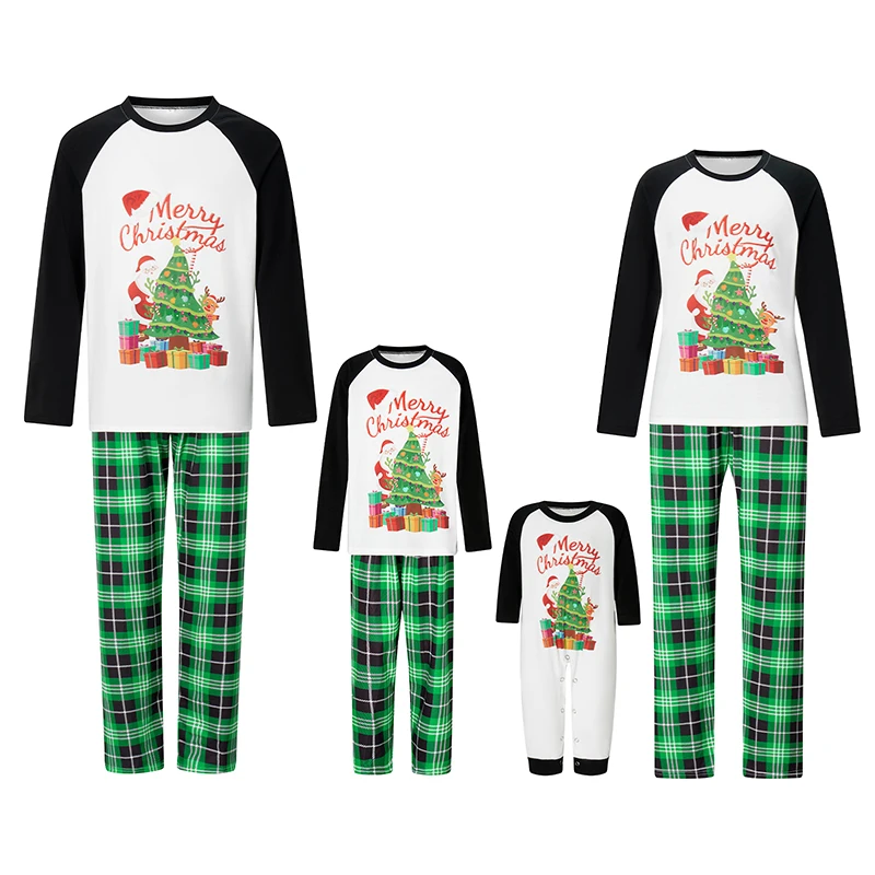 

Festive Matching Family Christmas Pajamas Set with Reindeer Print Long Sleeve Tops and Pants - Holiday Sleepwear for Everyone