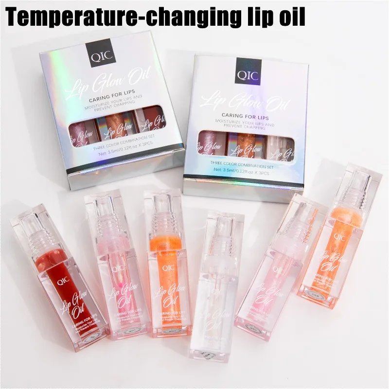 Zestaw 3 błyszczyków do ust - łatwe nakładanie, nieklejące się, trwałe, nawilżające i błyszczące olejki do ust w pudełku prezentowym dla kobiet do codziennego użytku