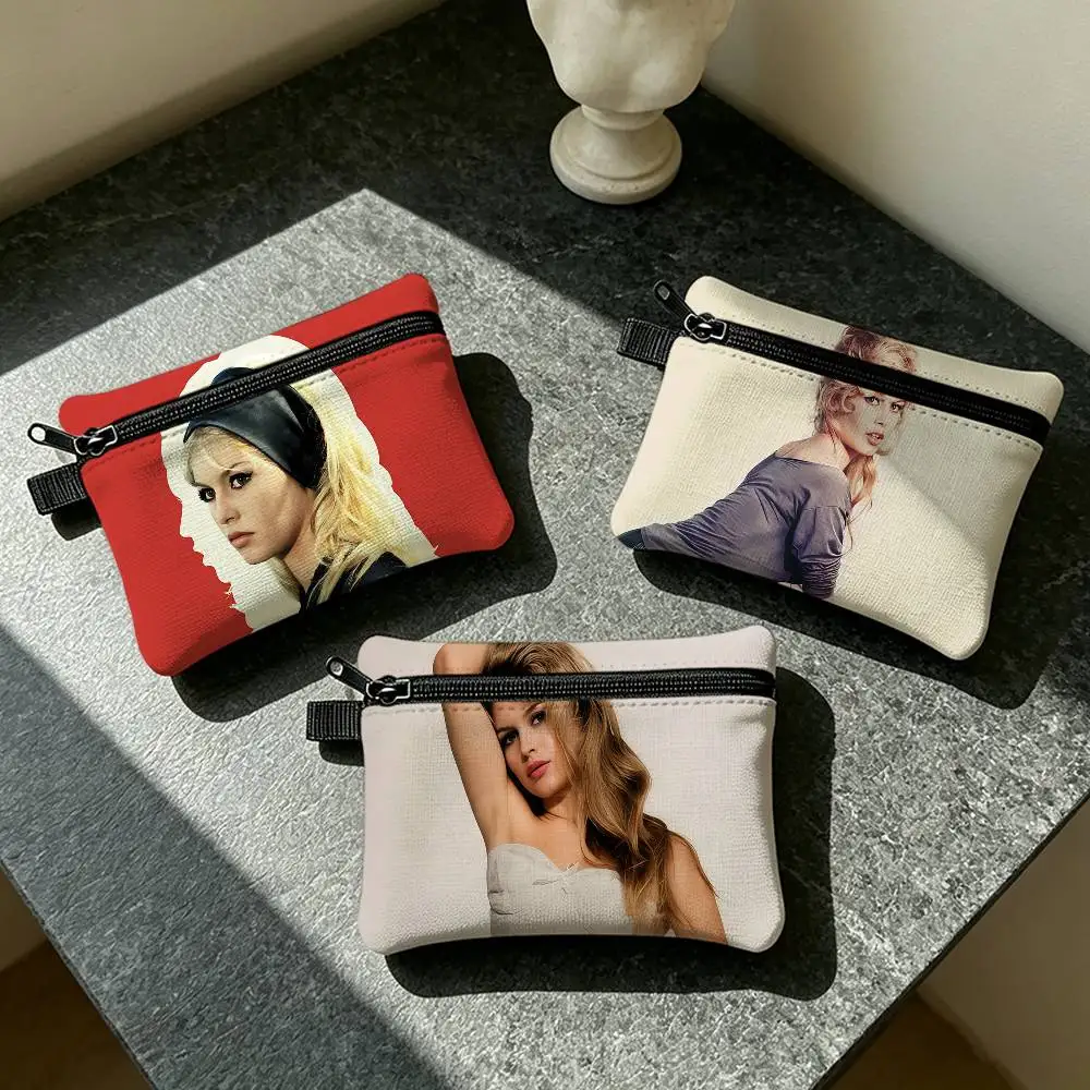 Model B-Brigitte B-Bardot Waterproof Zipper Coin Purse Lightweight Hanging Key Pouch Card Holder For Daily Use