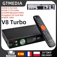 GTMEDIA V8 Turbo Satellite Receiver DVB-S/S2/S2X+T/T2/Cable TV Turner 1080P Full HD H.265 HEVC 10bit Built-in 2.4G WIFI Decoder