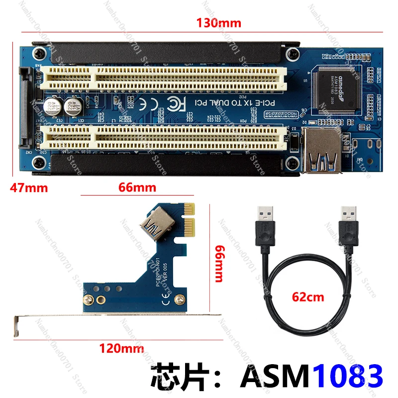 PCI-E to Dual PCI Expansion Card PCIE Adapter Card Surveillance Video Capture Control  Innovative Sound Card Power Free