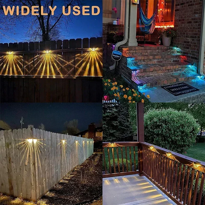 Solar Deck Lights Fence Lights Outdoor Step Lights Waterproof Solar Lights for Railing Stairs Step Fence Yard Patio and Pathway