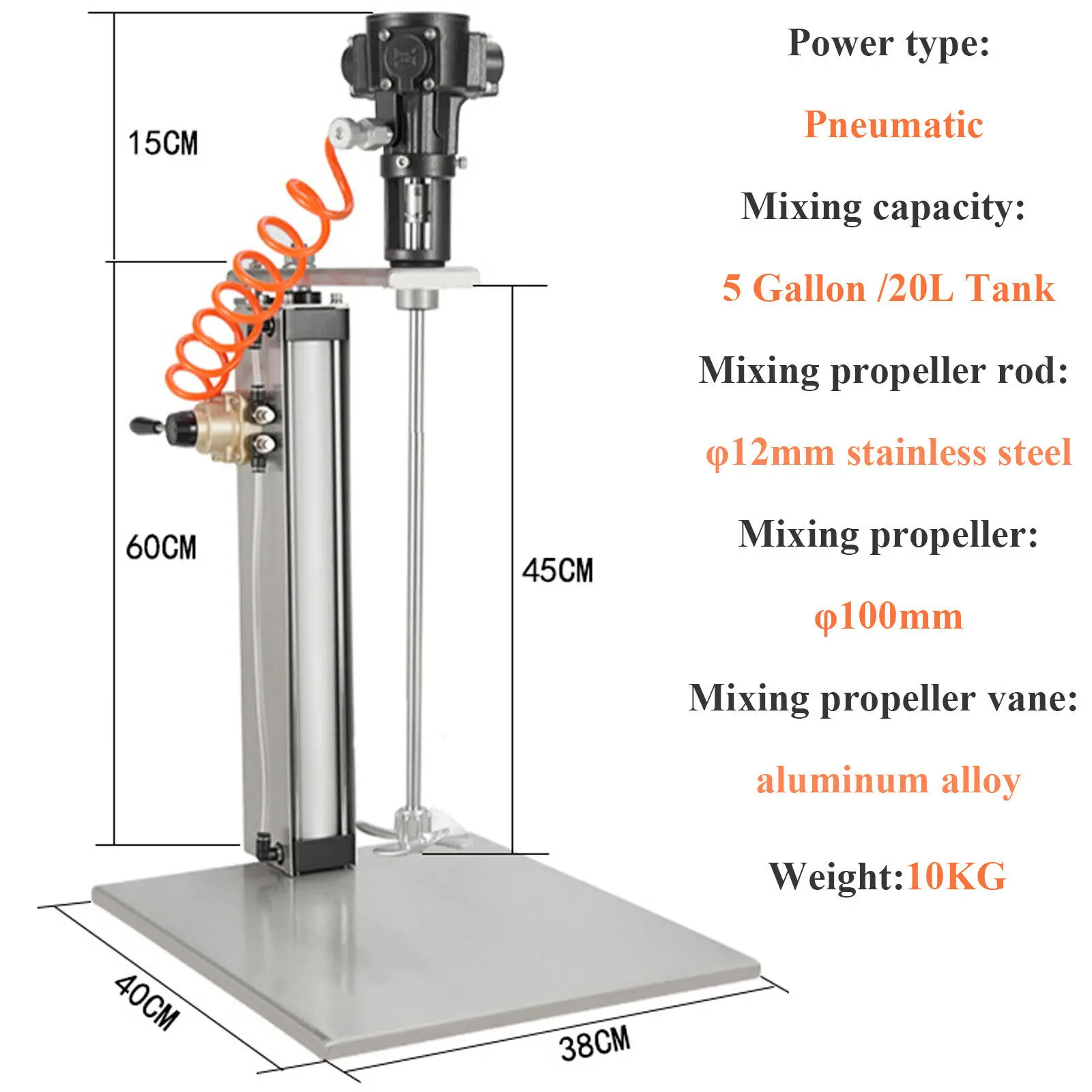 Air Agitator Blender Pneumatic Paint Mixer Stirrer Ink Mixing Machine 5 Gallon