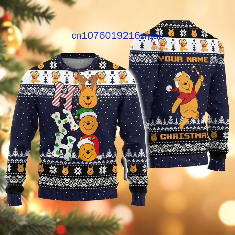 Pooh And Friends Christmas Sweater Men's Women's 3d Print Ugly Sweater Disney Belle Princess Ugly Christmas Sweater Tops