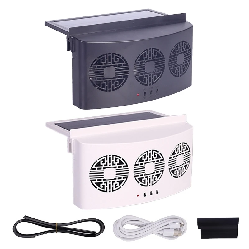 Car Cooler Front Rear Window Radiator Auto Air Vent Fan Radiator Cooling System USB Charging Solar Powered Ventilator
