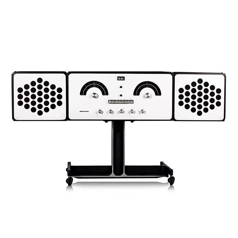 

Modern retro designer creative roller locker, white radio storage cabinet in home living room