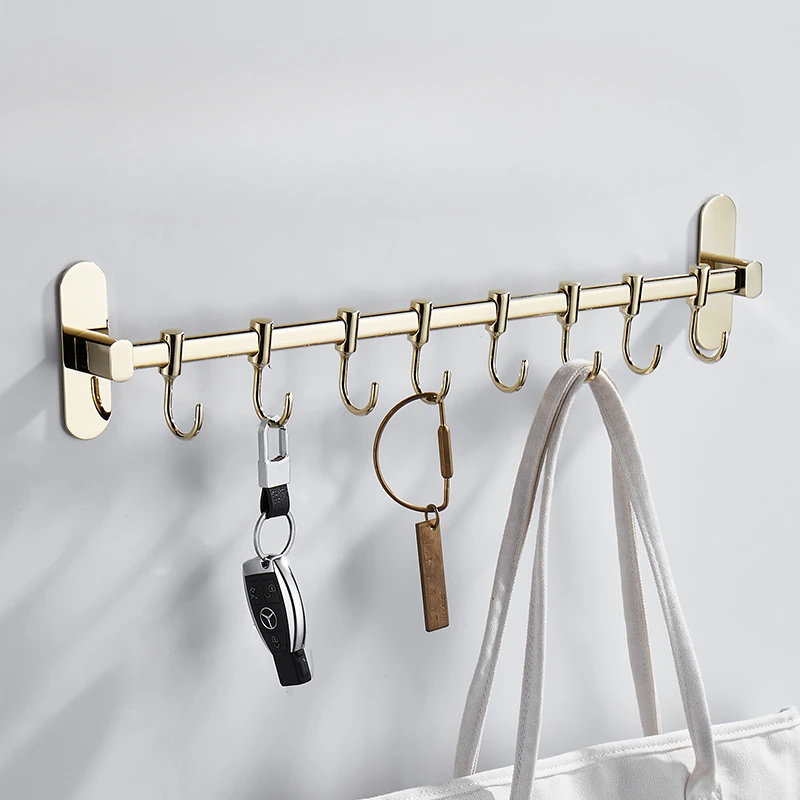 Drill Free Towel Hooks Stainless Steel Electroplated Bathroom Restroom Row Clasp Waterproof Coat Hanger Reliable Hanging