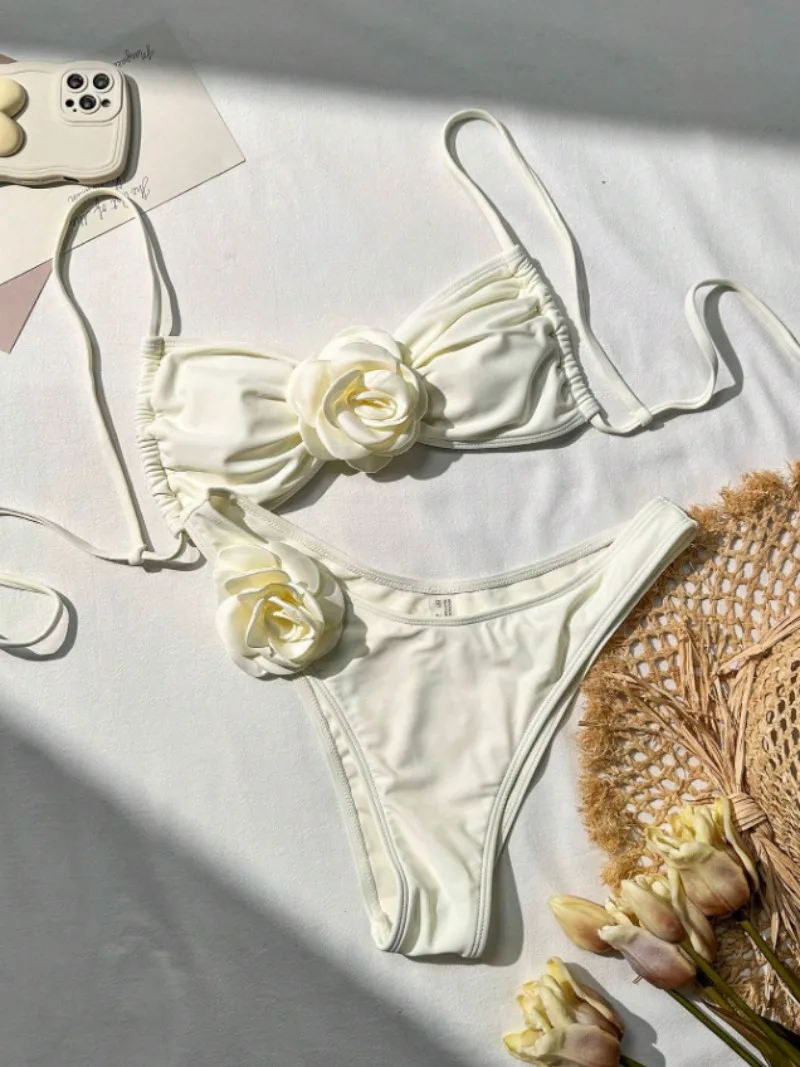 Micro biquíni floral sexy para mulheres, roupa de banho feminina, biquíni tanga, roupa de praia brasileira, roupa de banho