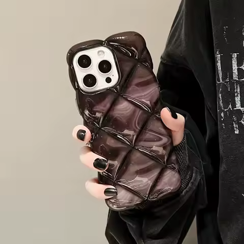 Fashion Gradient Glitter Cubes Grid Pattern Case For iPhone 16 15 13 12 11 Pro Max 15 Plus Shockproof Phone Cover Shell