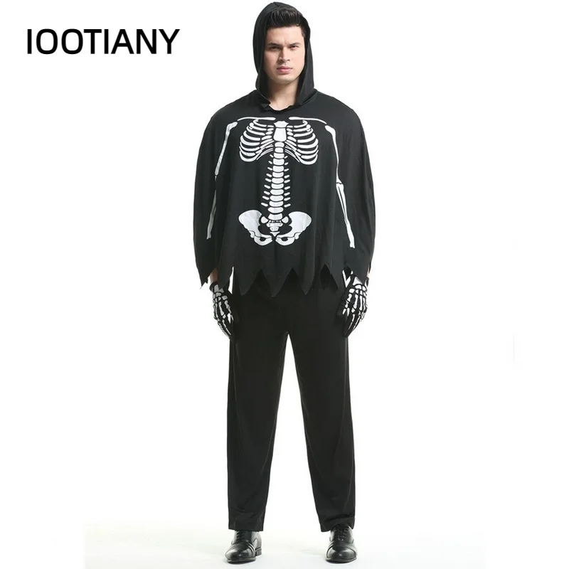 Male Terror Zombie  Costume Halloween Party Skeleton Skull Horror Clothes