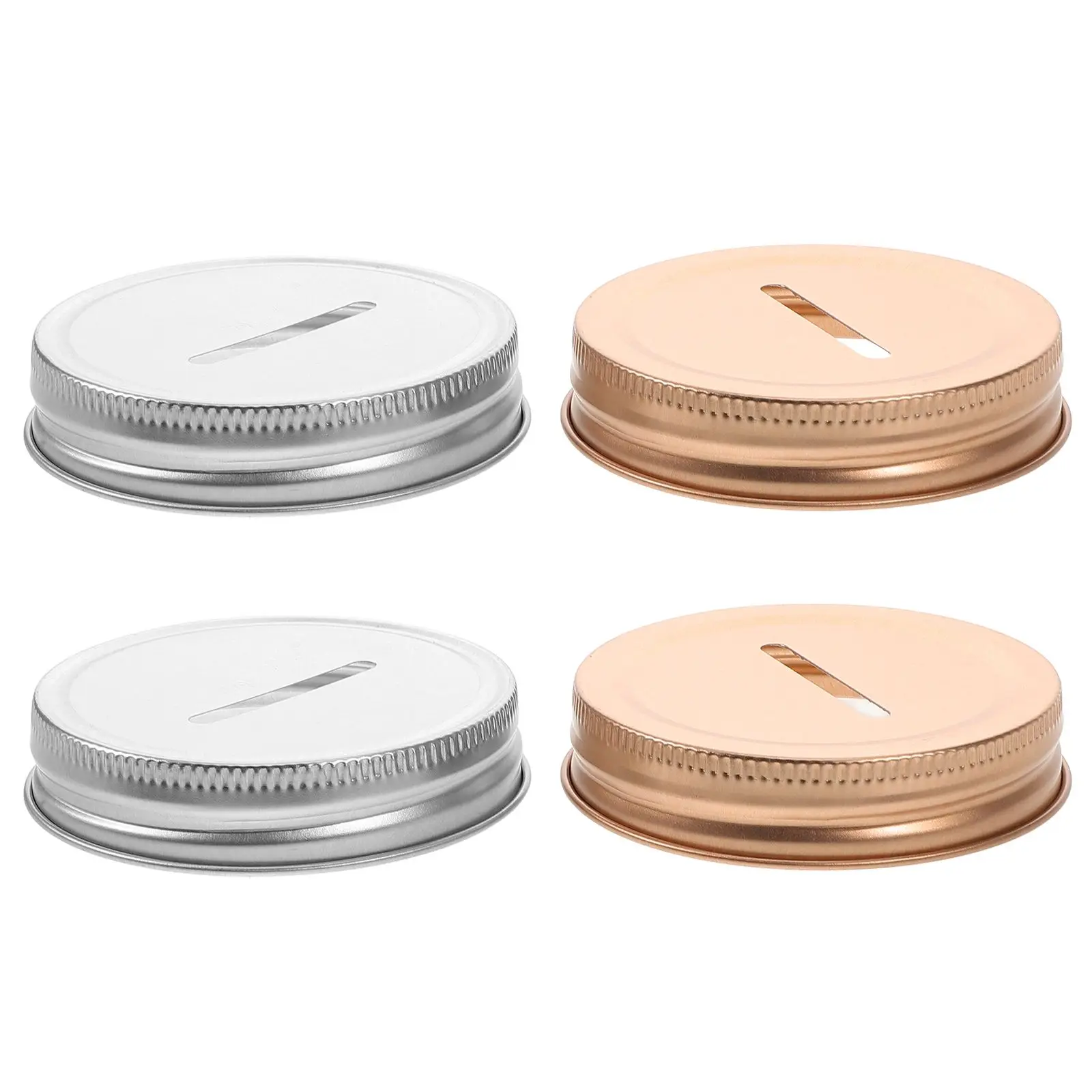 

4PCS Jar Lids Tinplate Coin Slot Saving Bank Covers Reusable Wide Mouth Canning Jars Easy Open Close Clean
