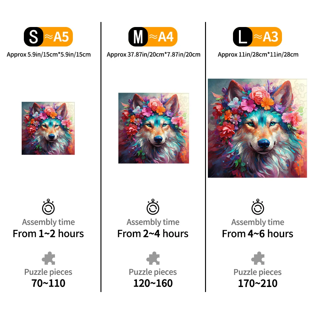 Holzpuzzle, farbiger Wolf, Puzzlebrett, Bildungsspiel, Spielzeug für Studenten und Erwachsene, interessantes Weihnachtsgeschenkspielzeug