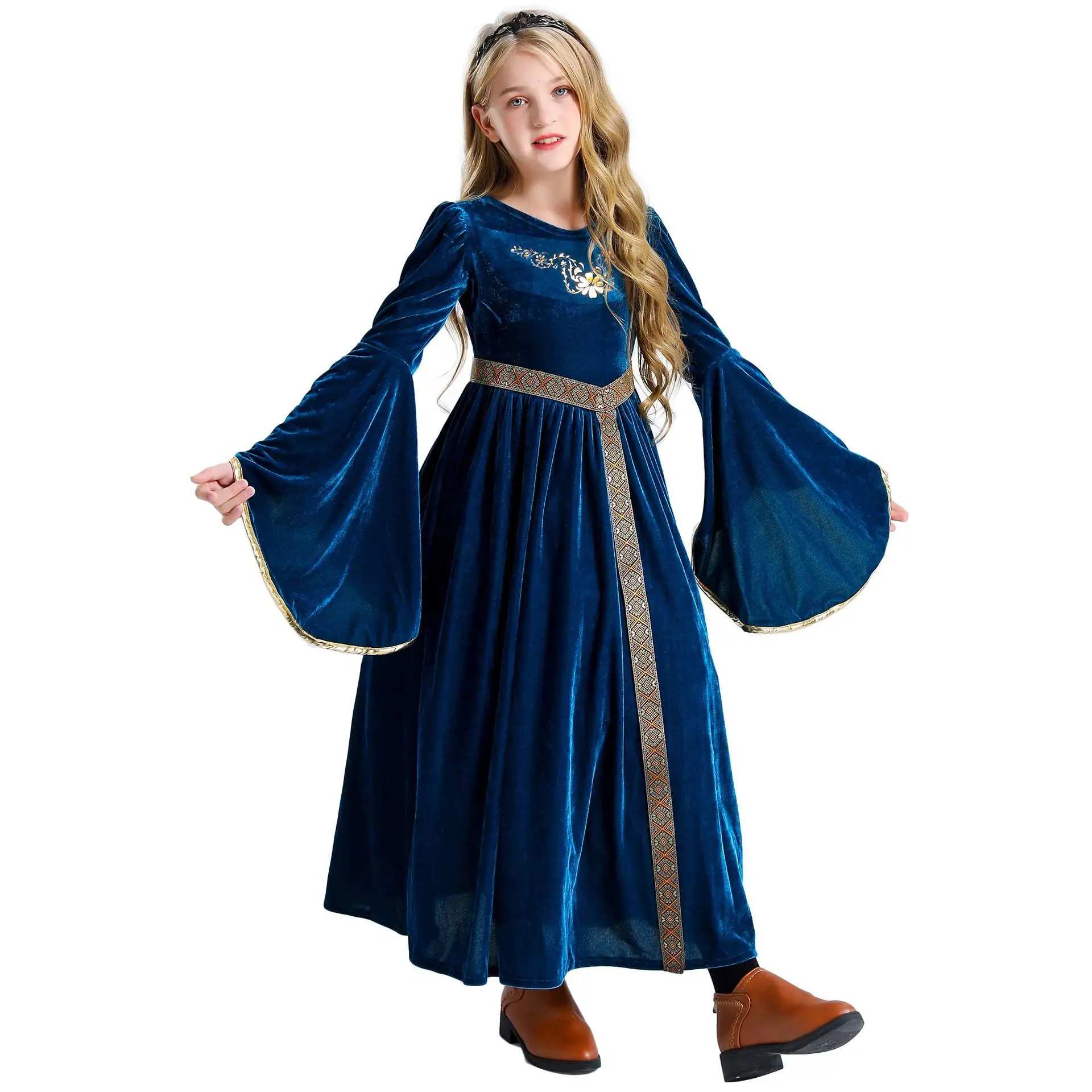 SXL Halloween Mittelalter Gericht Prinz Dr Vintage Mädchen Kostüm Bühne Performance Outfit Kinder Retro Rock Anzug