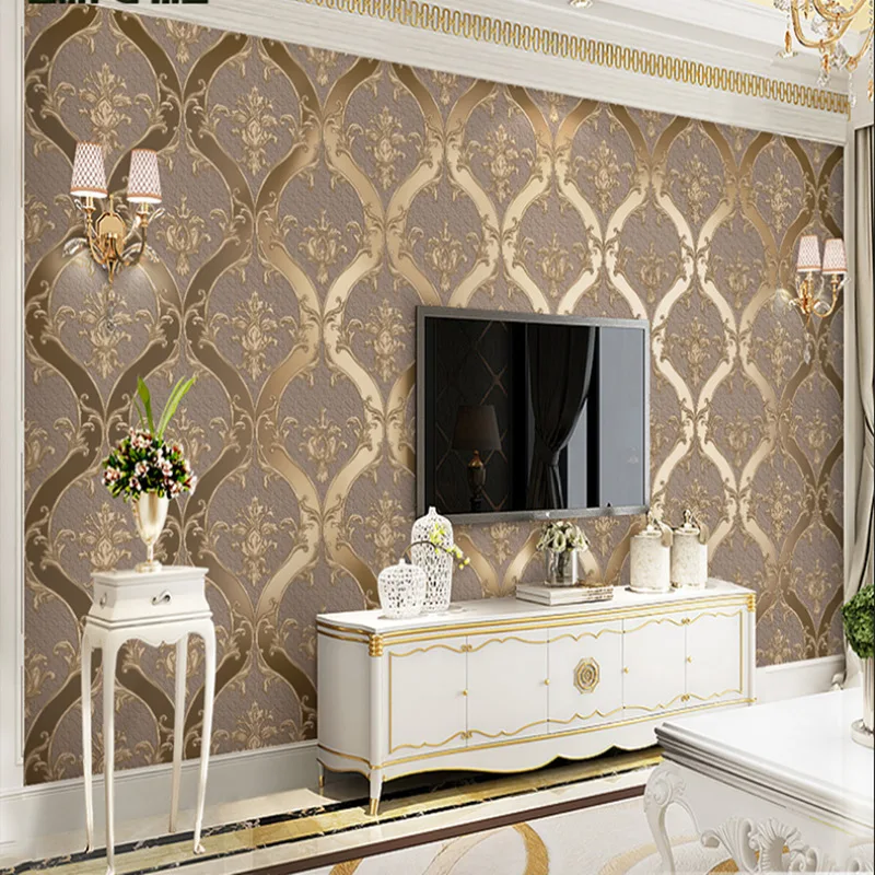 3D Wallpaper Deer Skin Velvet Wall Paper Thickened Living Room Study Hotel Retro European Pattern TV Background Wall Wallpaper