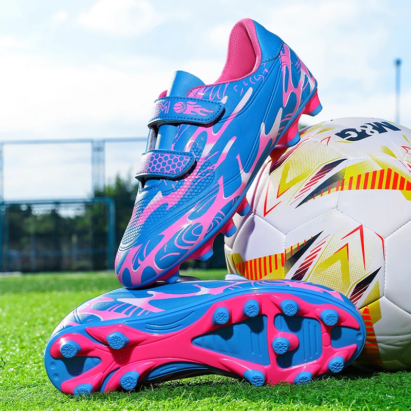 

Football Shoes For Boys Girls HOOK&LOOP Low-cut Soccer Shoes Sports Shoes Outdoor Non-slip Futsal Sneakers