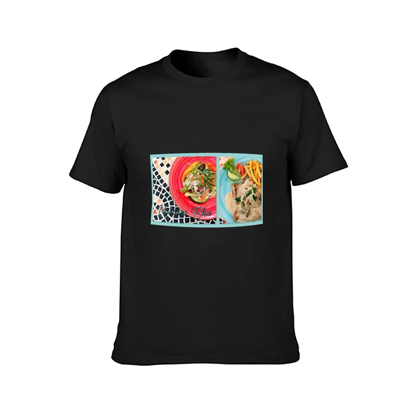 Lunch at Mykonos Blue T-Shirt customs plus size tops mens graphic t-shirts