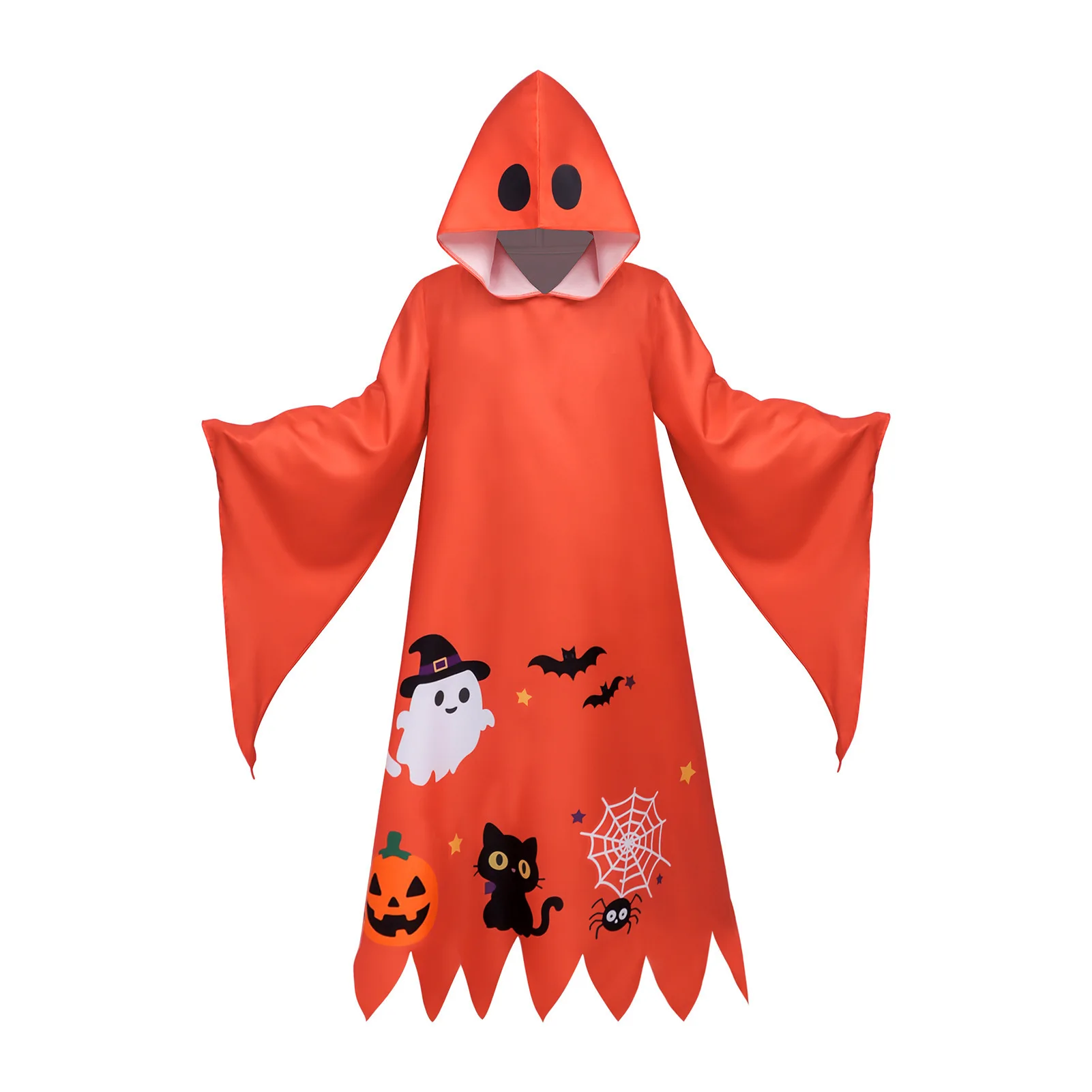 Pumpkin Cartoon Red Cosplay Robe Hooded Coat Costume Men Women Stage Performance Outfits Halloween Fantasia Carnival Party Suit