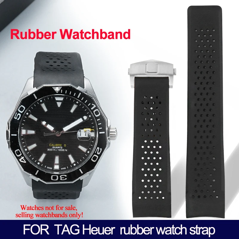 Silicone watch band for TAG Heuer wristband Super Carrera Submariner 300 waterproof Sport rubber Strap curved 22 24mm black