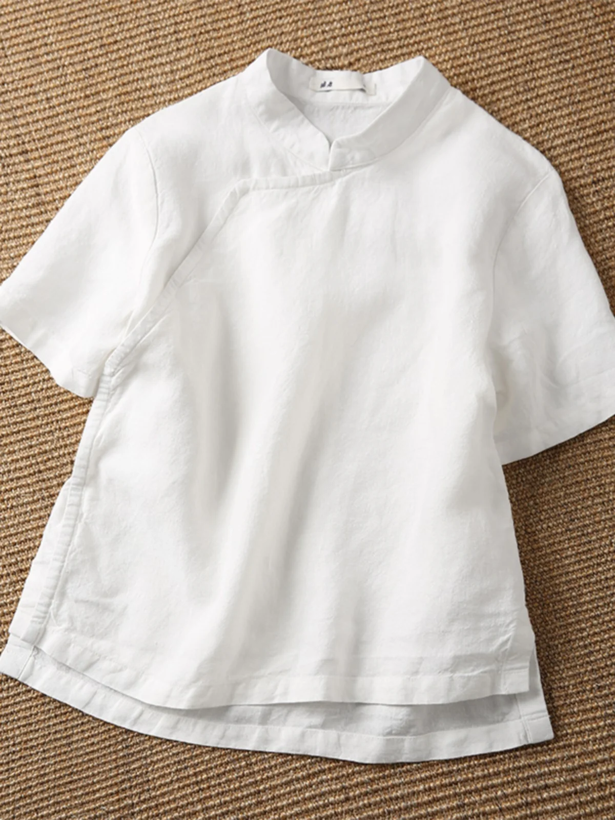 

Women's ort Sve Linen Top Artistic Tea Ceremony Wear Versatile Ethnic Sle Loose Fit Summer irt