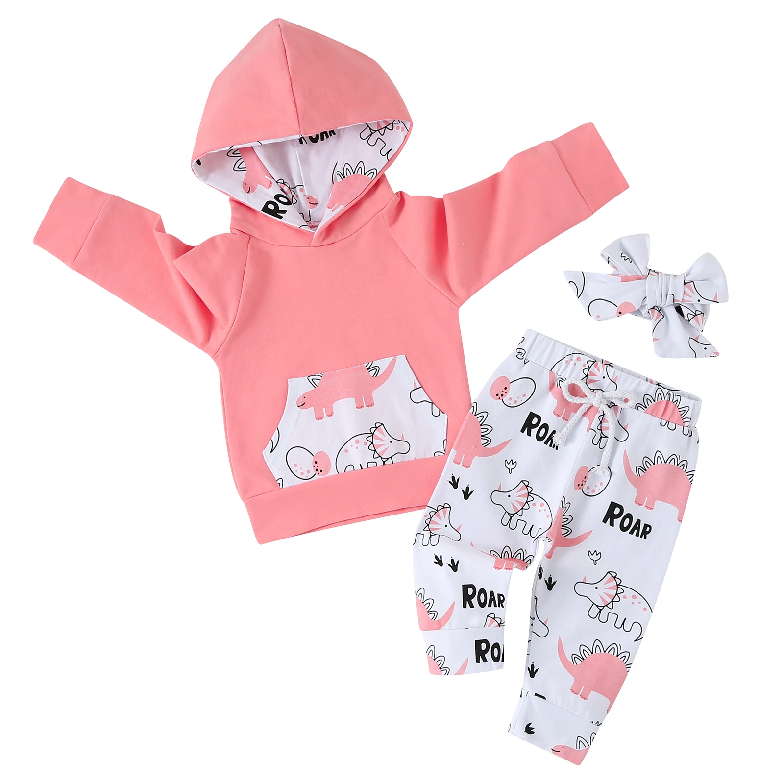 Baby Girl Clothes Long Sleeve Hoodie Tops +Pants + Headband 3pcs Outfits Infant Toddler Girls Clothing Sets