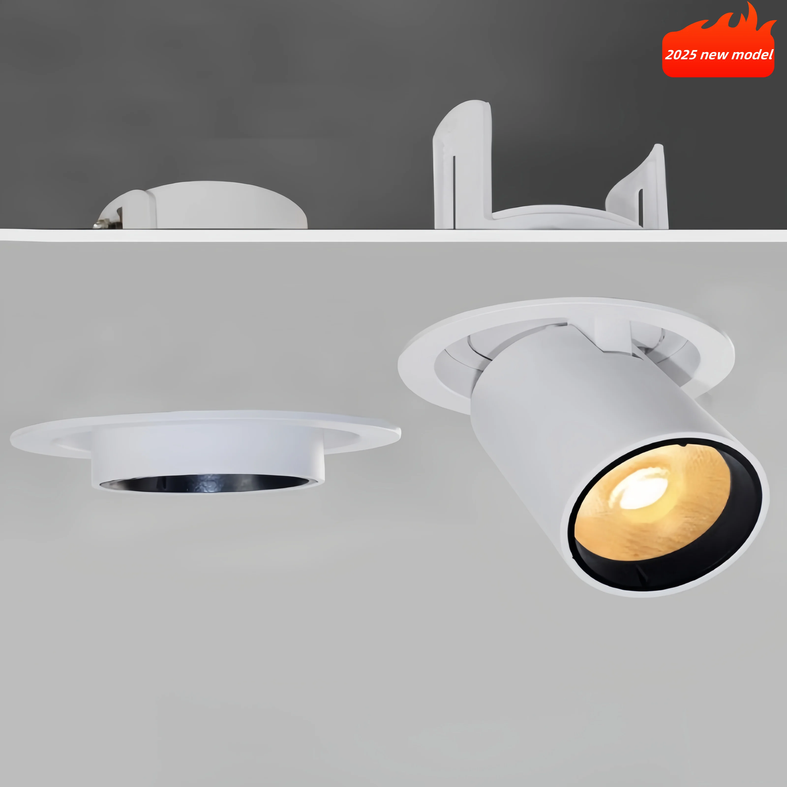 

2025New stretch rotary recessed adjustable Angle interior jewelry background wall hotel spotlights telescopic