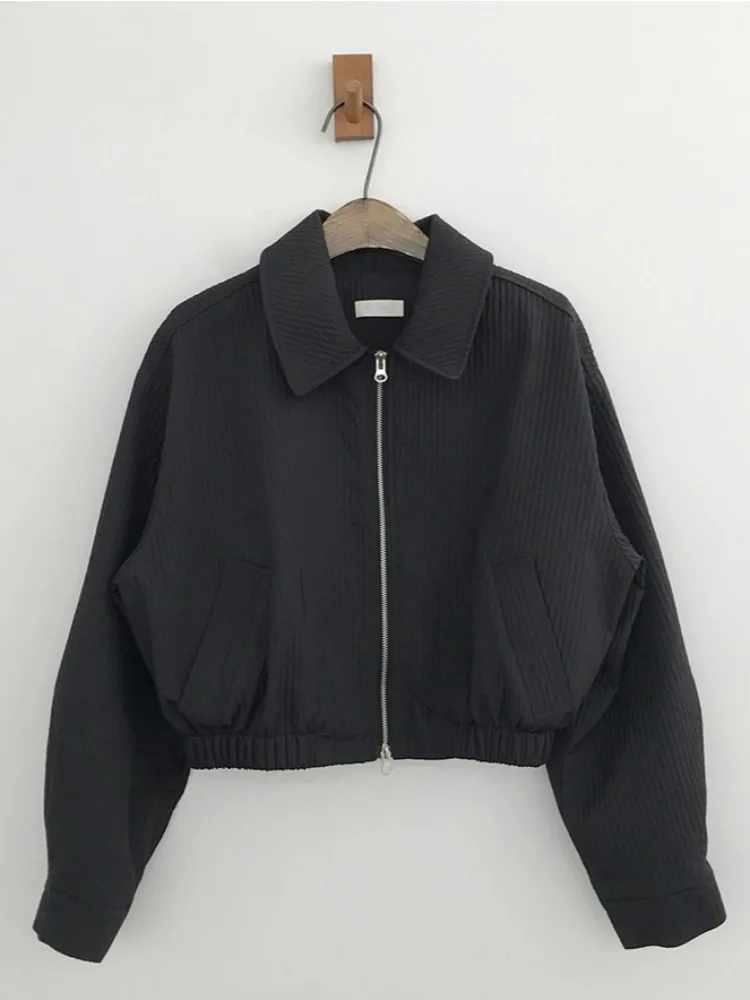 Chic ort ample femmes Jaet col à glissière conception à la mode polyvalent haut coréen Sle printemps automne hiver vêtements d'extérieur