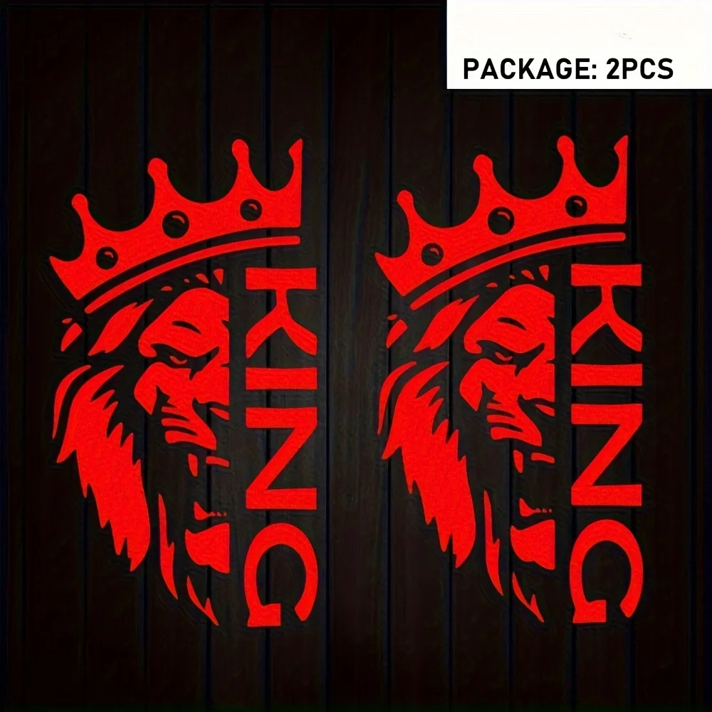 2 Pack Lion with Crown King Die Cut Vinyl Decal Car Bumper Laptop Waterproof Decoration Decals Additions Car Interior Stickers