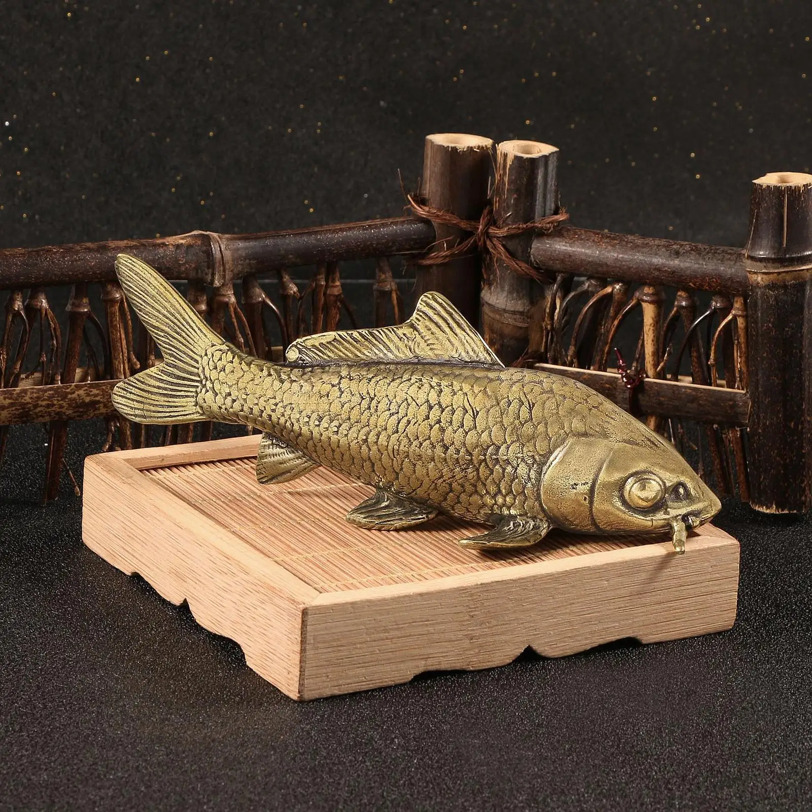 

Carp Statue Collection Vintage Style for Bookshelf Dining Room Business