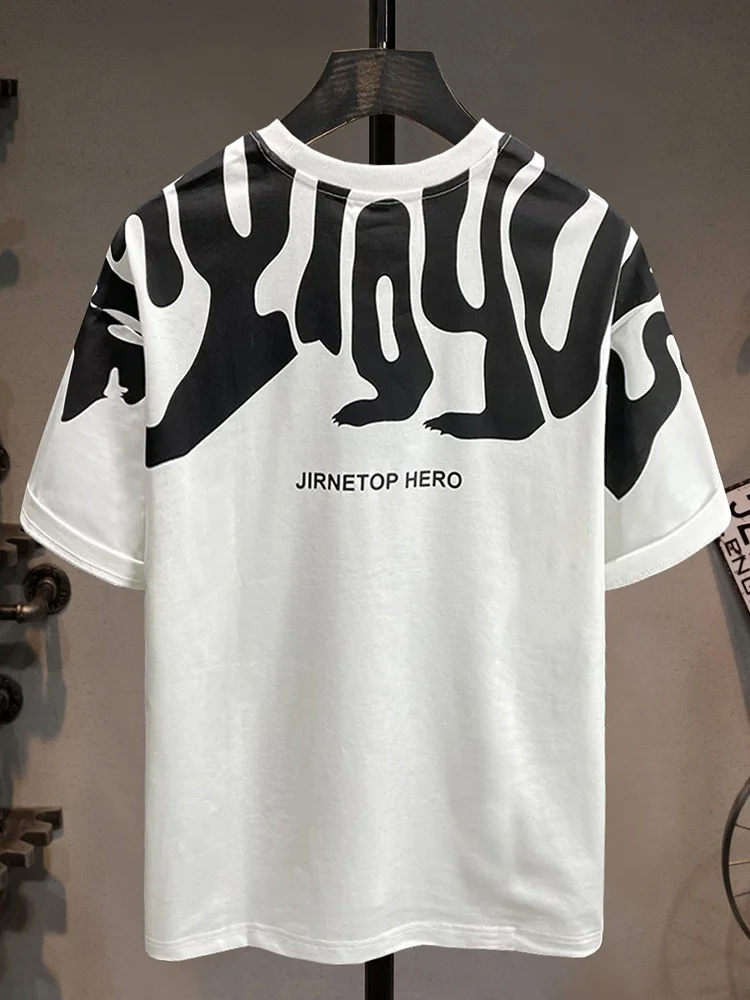 

Heavyweight Oversized Letter Print T-irt Men's Summer Faion Personali Loose oulder f Sve Casual ort Sve