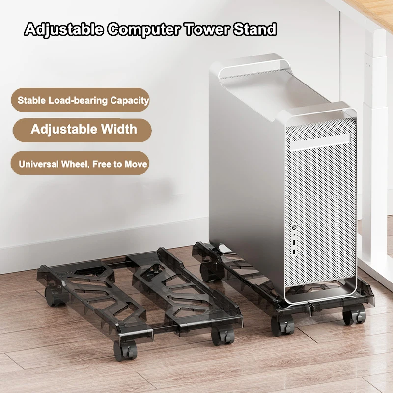 Adjustable Mobile Computer Tower Stand,Ergonomic Design with Rolling Caster Wheels,Fits Most PC Under Desk CPU Holder PC Riser
